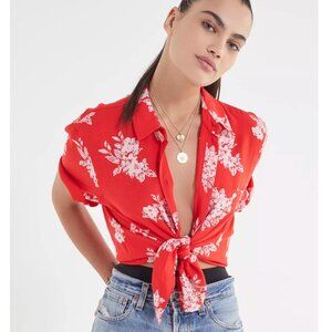 UO Floral Burst Souvenir Button-Down Shirt - Size M